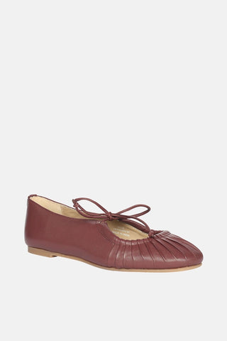 Jelavu - Ellie Ruched Lace-Up Ballerina - Burgundy Leather