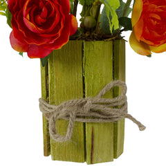 Potted Ranunculus and Rose Floral Spring Decoration - 13"