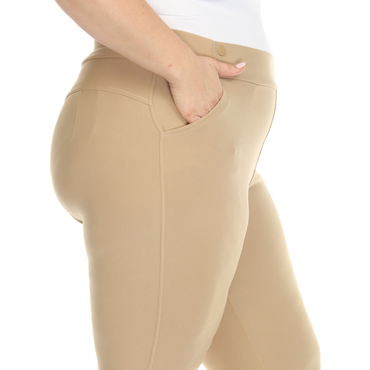  White Mark Plus Size Super Soft Elastic Waistband Scuba Pants - 1X - Bonton