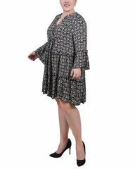 Plus Size 3/4 Sleeve Tiered Dress