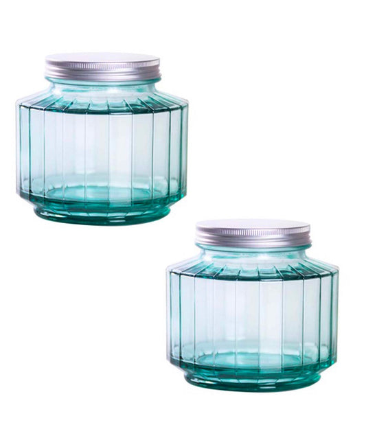 Recycled Glass Set of Two 33 Oz. Storage Jars