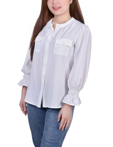 Long Sleeve Y Neck Blouse