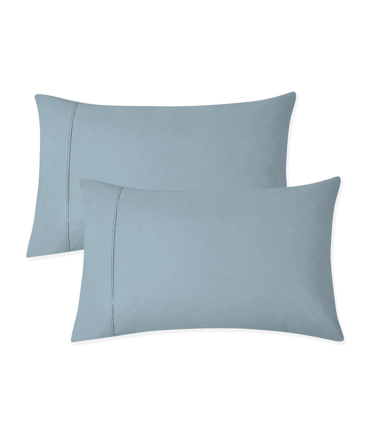 Organic Cotton 300TC Percale Pillowcases Set of 2 Aqua