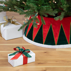 25" Red and Green Drum With White Trim Christmas Tree Collar