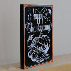 14" Holiday Inspired Framed "Happy Thanksgiving" Chalkboard Wall Art