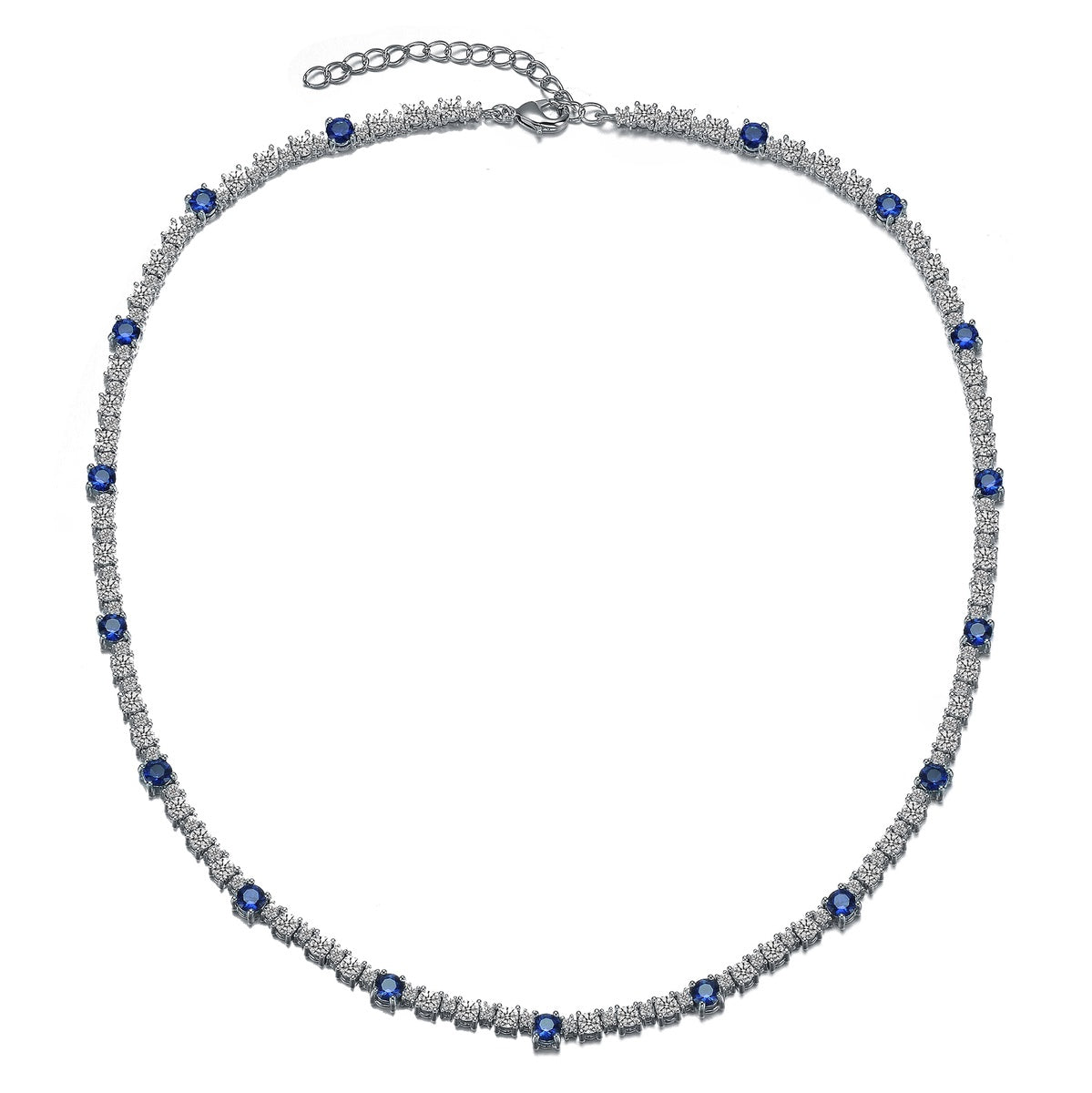  Rachel Glauber White Gold Plated Sparkling Sapphire Cubic Zirconia Tennis Chain Necklace - Default Title - Bonton