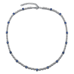 White Gold Plated Sparkling Sapphire Cubic Zirconia Tennis Chain Necklace