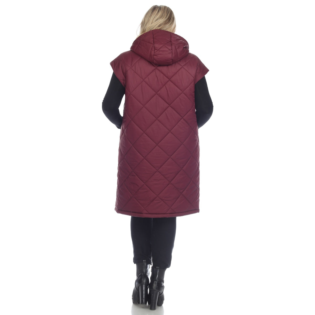  White Mark Plus Size Diamond Quilted Hooded Puffer Vest - 1X - Bonton