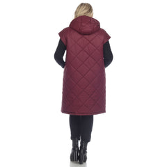 Plus Size Diamond Quilted Hooded Puffer Vest