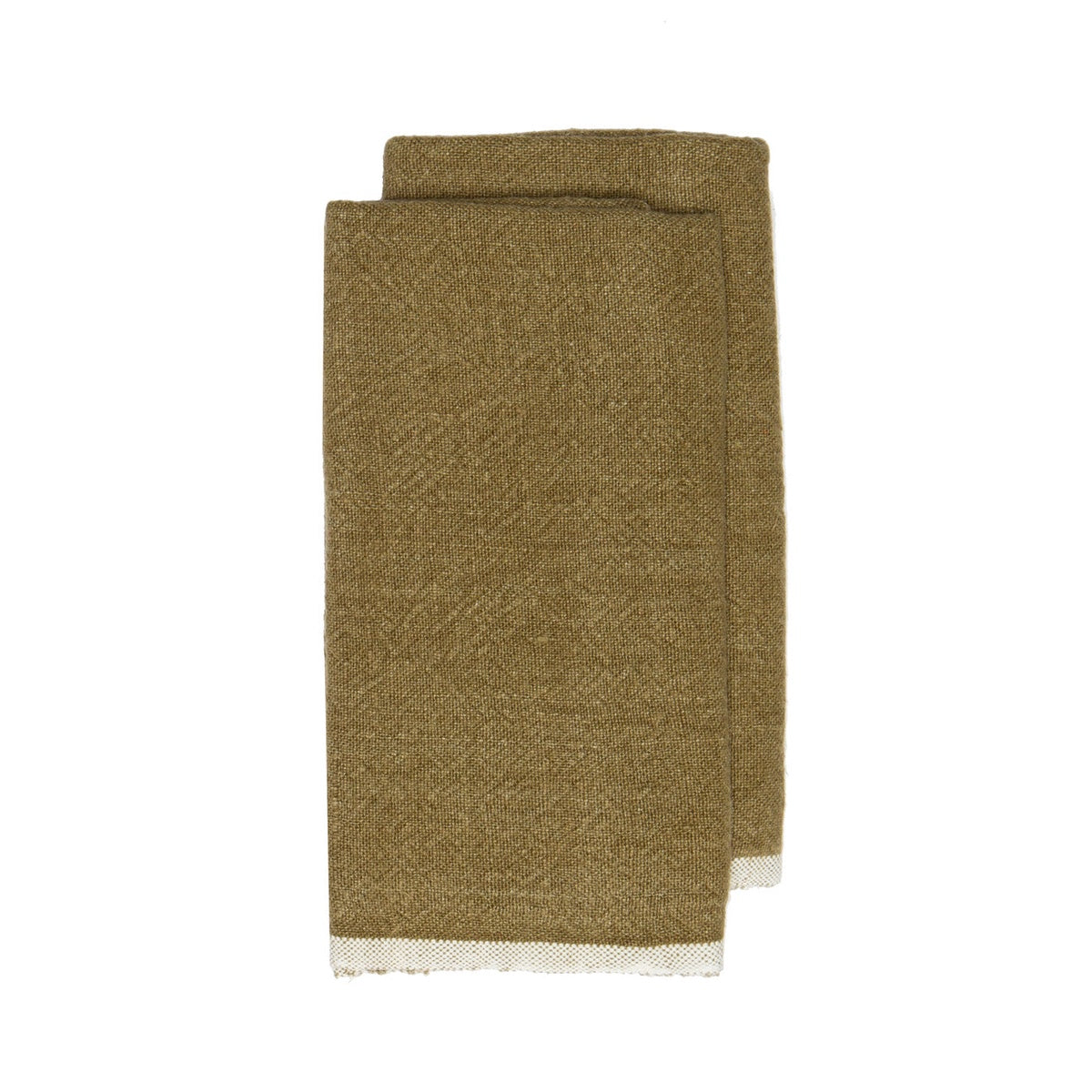  Caravan Chunky Linen Towels, Set of 2 - Moss Green - Bonton