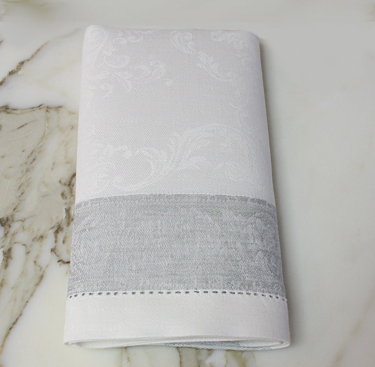  French Home French Home Linen Set of 6 Paris Napkins - White and French Grey - Default Title - Bonton