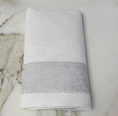 French Home Linen Set of 6 Paris Napkins - White and French Grey