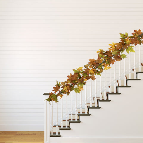 5' X 8" Maple Leaves and Berries Artificial Fall Harvest Garland  Unlit