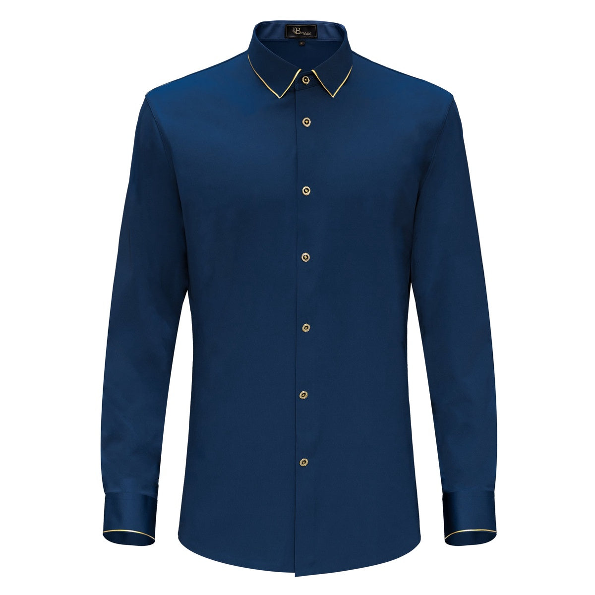  Barocco Imperial Essence Button-Up Shirt DARK BLUE/GOLD - DARK BLUE/GOLD - Bonton