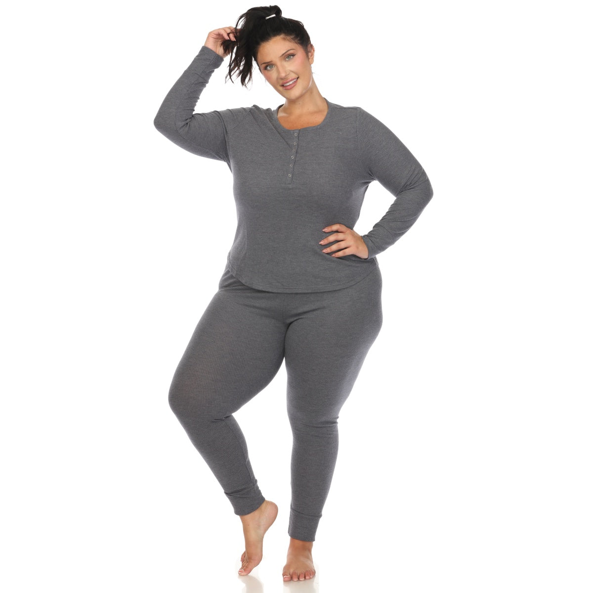  White Mark Plus Size Waffle Pajama Set - 3X - Bonton