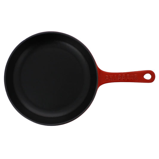 French Enameled Cast Iron Fry Pan With Cast Iron Handle, 8-Inch, Red