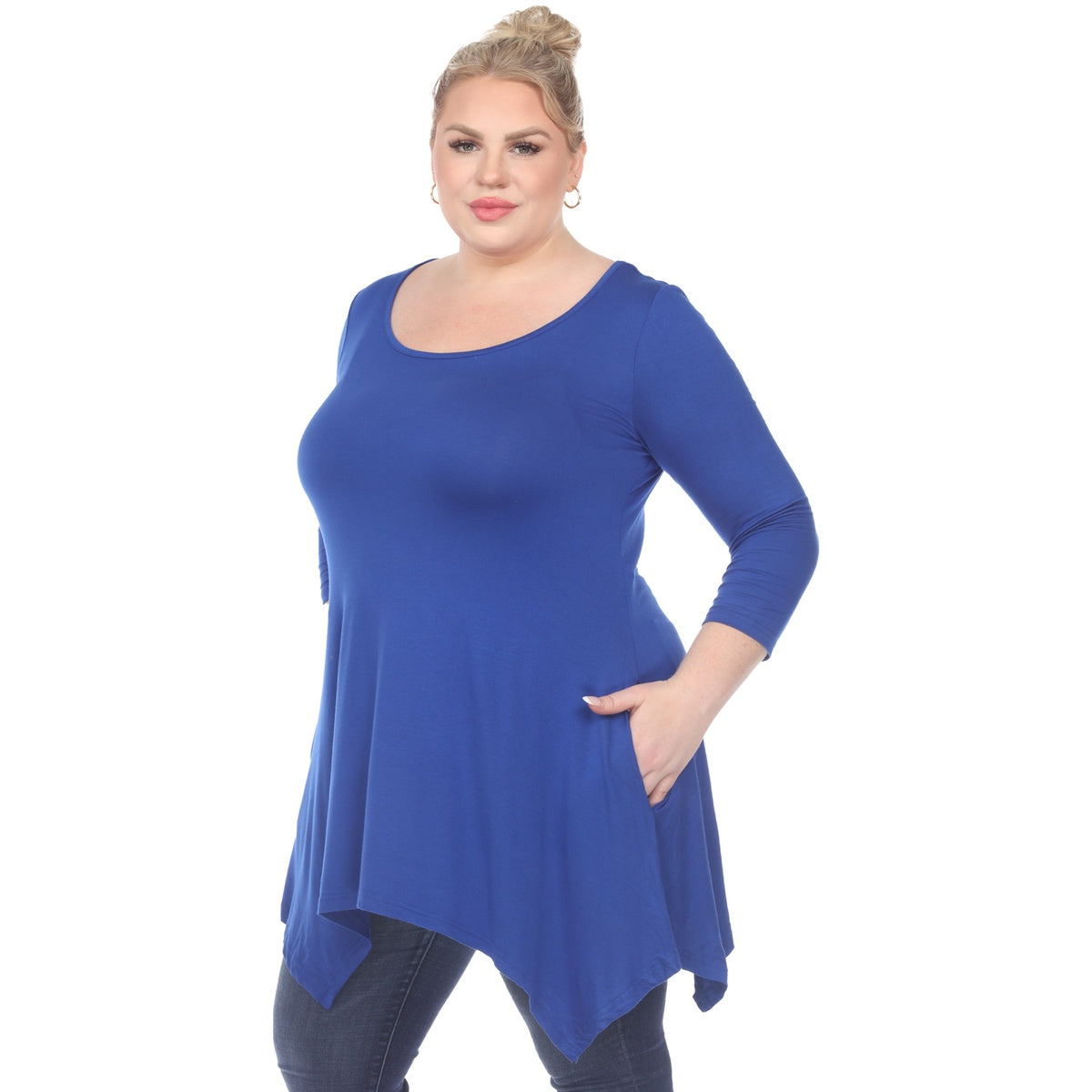  White Mark Plus Size Makayla Tunic Top - 1X - Bonton