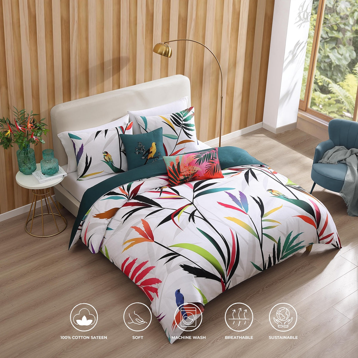  Bebejan Bebejan Tropical Fusion 5 Piece Reversible Comforter Set - QUEEN - Bonton