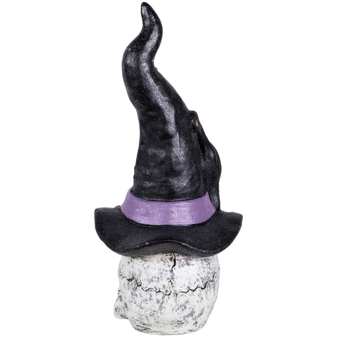 Skull and Skeleton Hands in Witch Hat With Cat Halloween Decoration - 22.75"