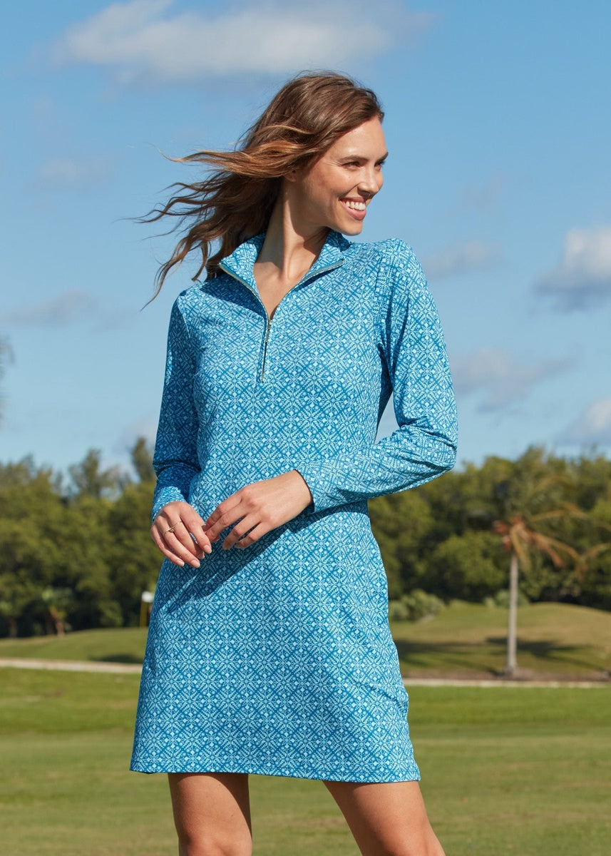  Cabana Life Camden Leaf 1/4 Zip Sport Dress - L - Bonton