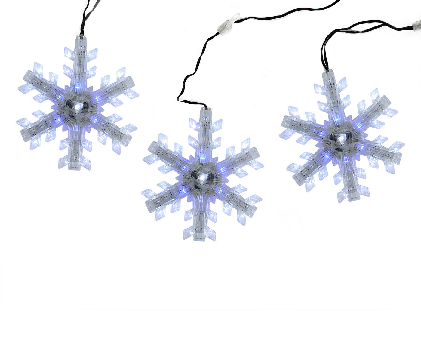  Northlight Set of 3 Cascading White and Blue Snowfall LED Snowflake Christmas Lights 25