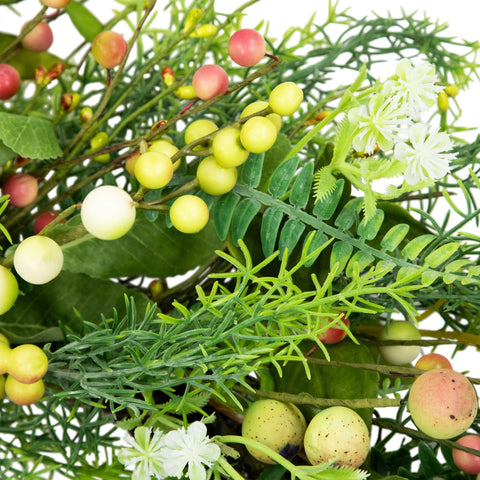 Berry and Crabapple Fern Foliage Spring Wreath - 22"