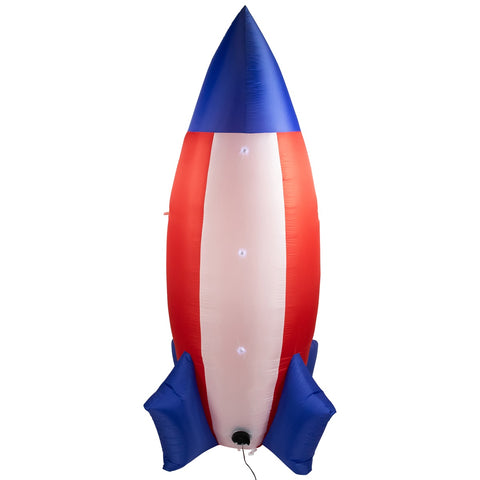 LED Lighted Inflatable Americana Rocket Outdoor Decoration - 8' - Clear Lights