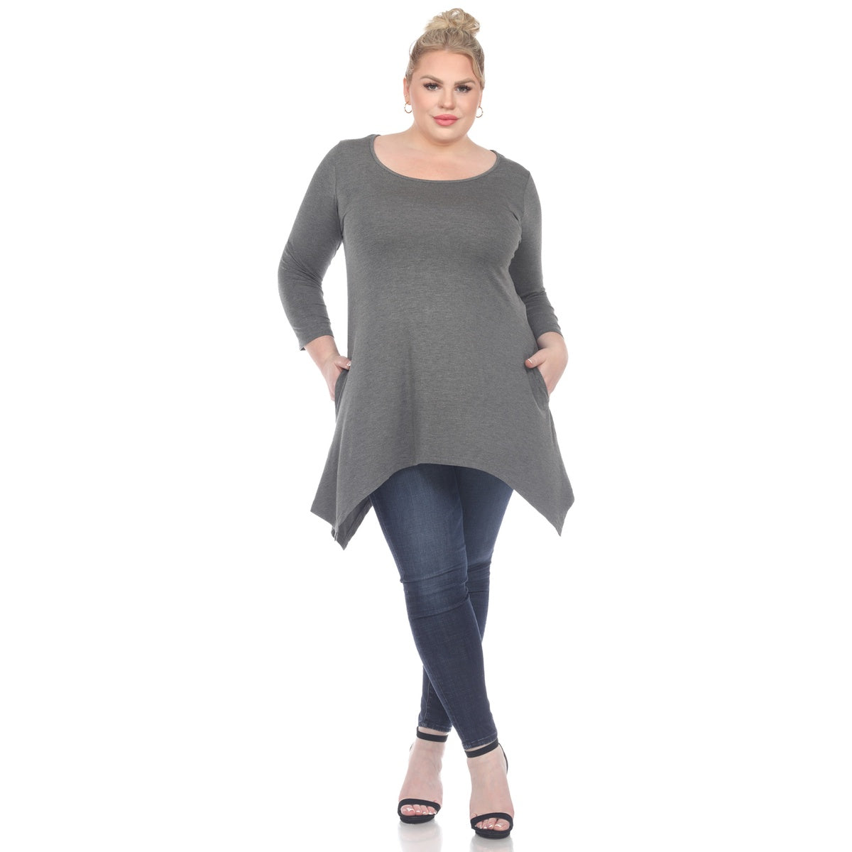  White Mark Plus Size Makayla Tunic Top - 1X - Bonton