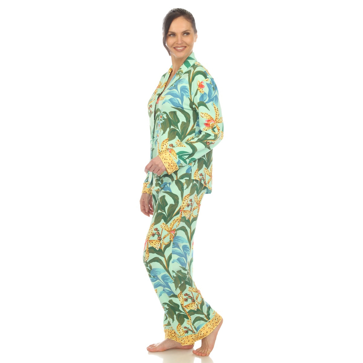  White Mark Women's Two Piece Wildflower Print Pajama Set - XL - Bonton