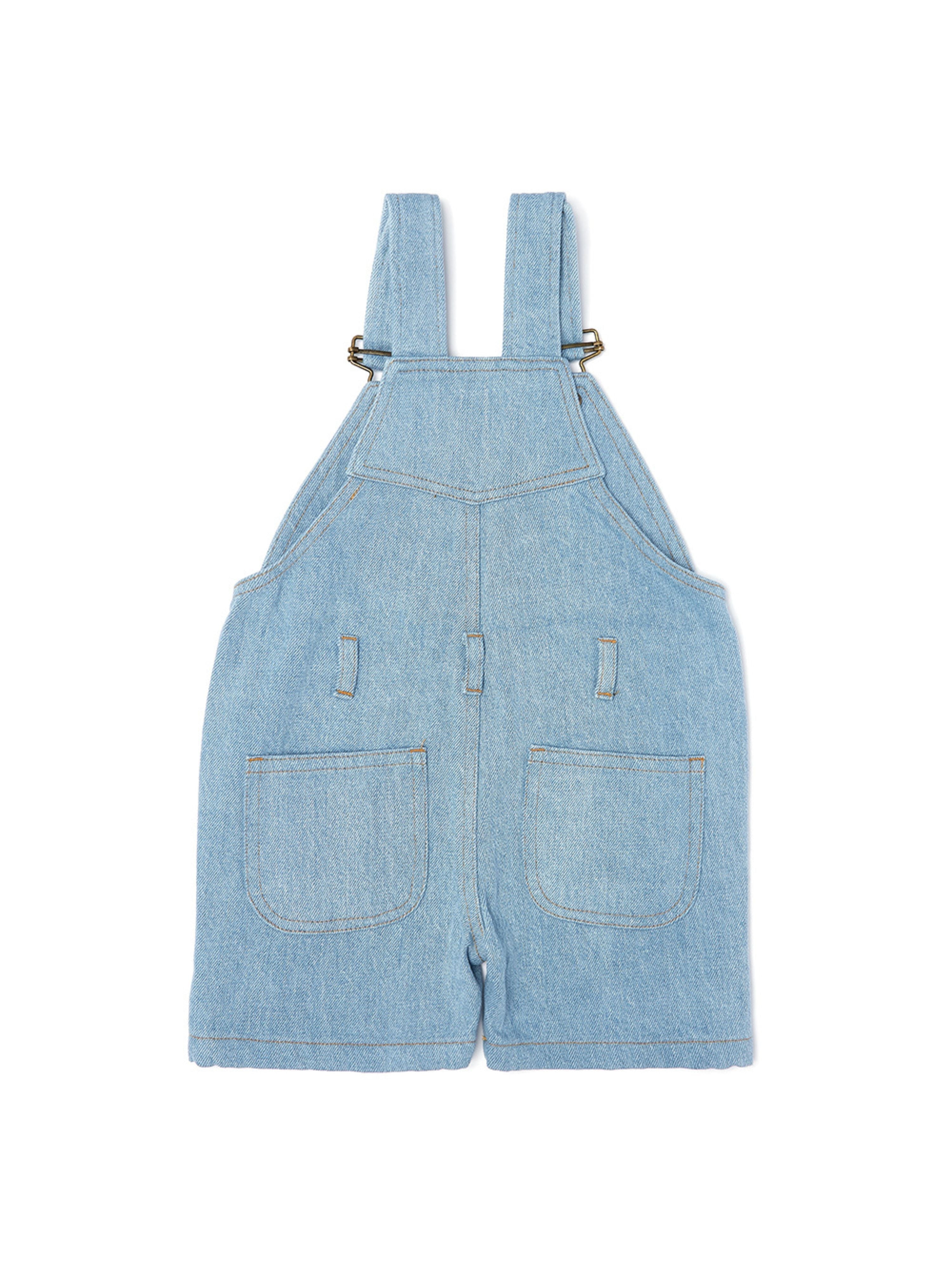  Dotty Dungarees Faded Denim Overall Shorts - Blue - Bonton