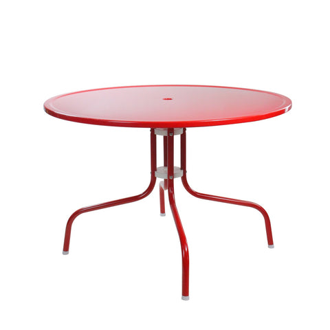 39.25-Inch Outdoor Retro Metal Tulip Dining Table  Red