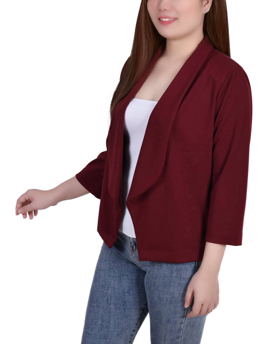  NY Collection Long Sleeve Ponte Jacket - Plum Caspia - Bonton