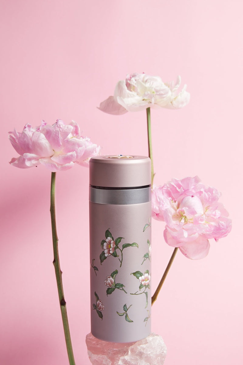  Acera The Flower Fairy Stainless Steel Travel Mug With Ceramic Core - White with Floral Decals - Bonton