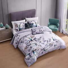 Jewel Toned Florals 5 Piece Reversible Comforter Set