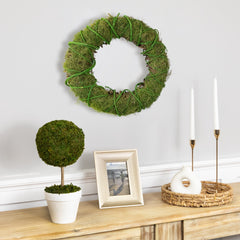 15" Moss and Vine Artificial Spring Twig Wreath - Unlit