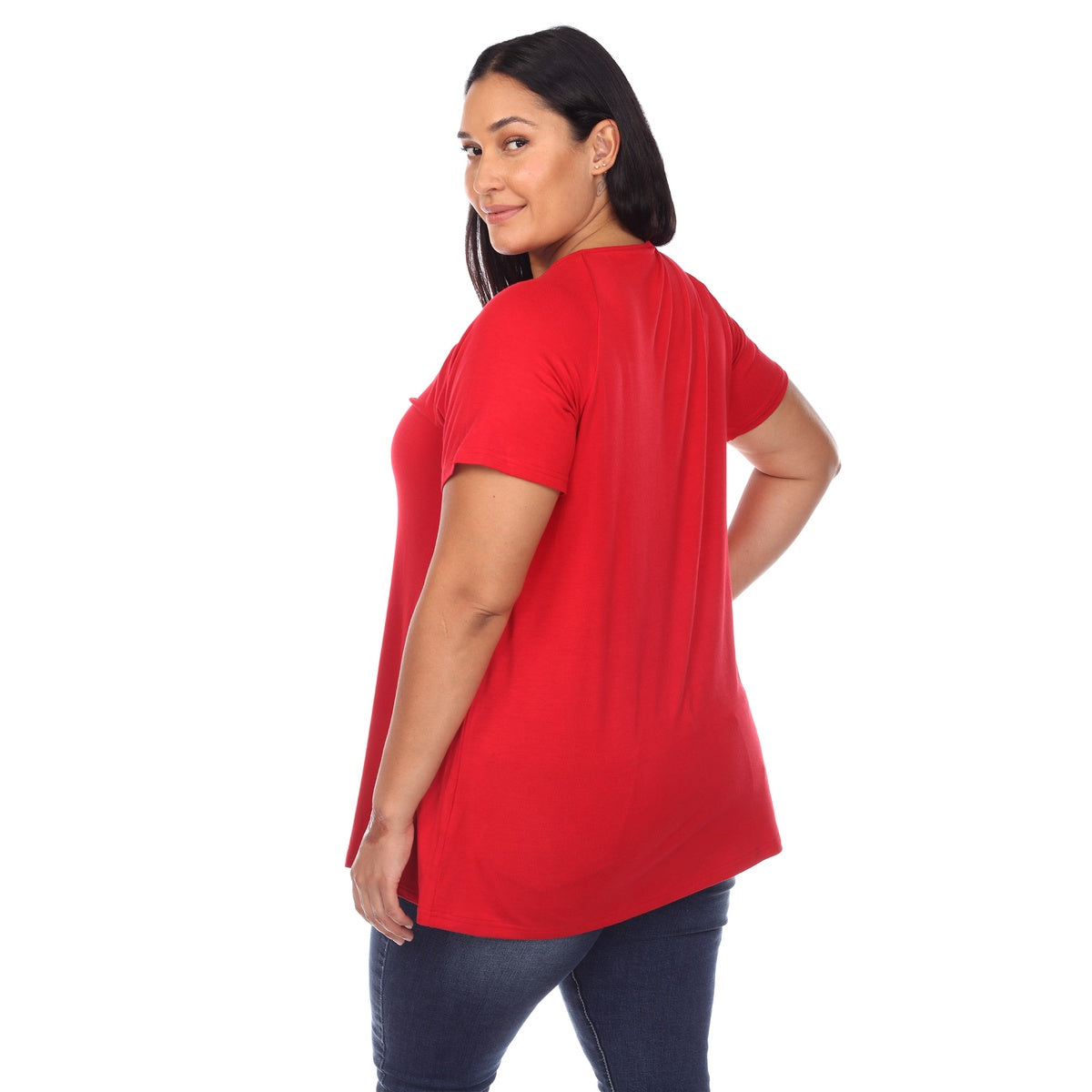  White Mark Plus Size Crisscross Cutout Short Sleeve Top - 1X - Bonton