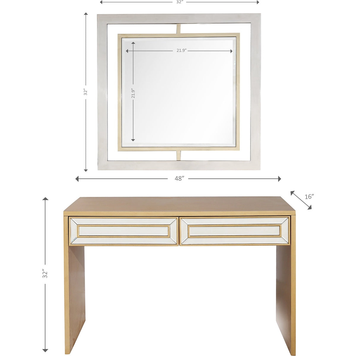  Virginia Wall Mirror and Console - Mirror - Bonton