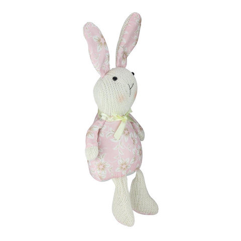 Floral Easter Bunny Rabbit Spring Figure - 17" - Pink and Cream