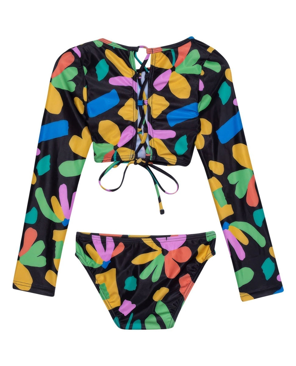  Gottex Kids Spice Long Sleeve Cropped Rash Guard Top and Bikini Bottom - GOTTEX KIDS SPICE - Bonton