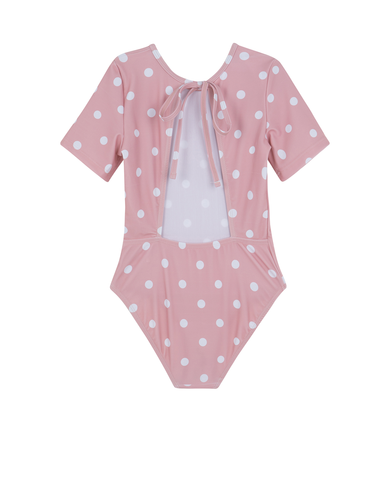 Dot Dot Dot Short Sleeve Open Tie Back One Piece