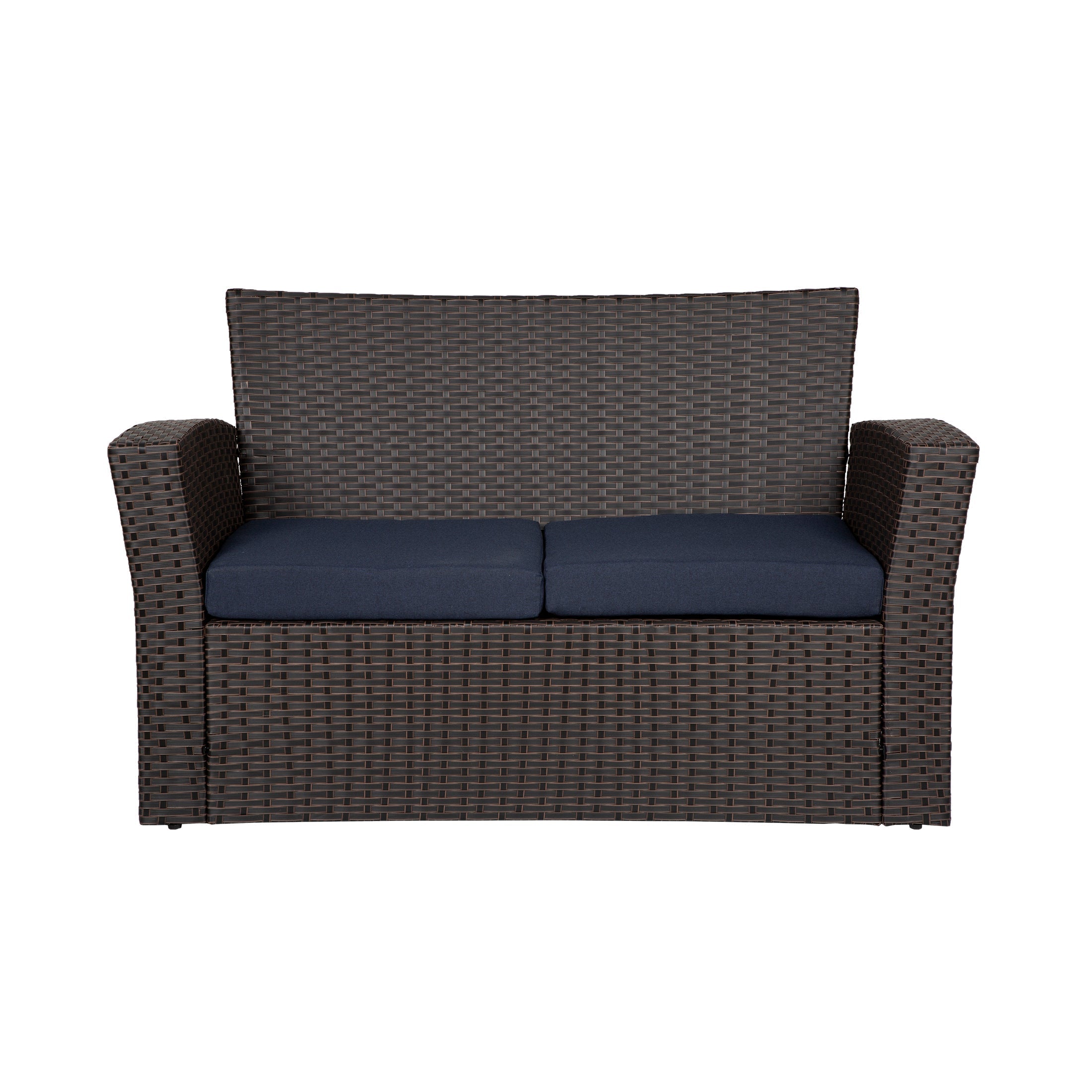  Westin Furniture 4-Piece Conversation Outdoor Patio Sofa Set with Cushions - Chocolate/Gray - Bonton