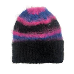 Stripe Fuzzy Hair Beanie