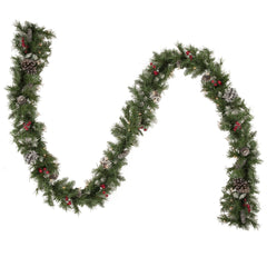 Pre-Lit Battery Operated Frosted Verona Berry Pine Artificial Christmas Set - 5-Piece - Clear Lights