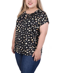 Plus Size Extended Sleeve Top With Grommets