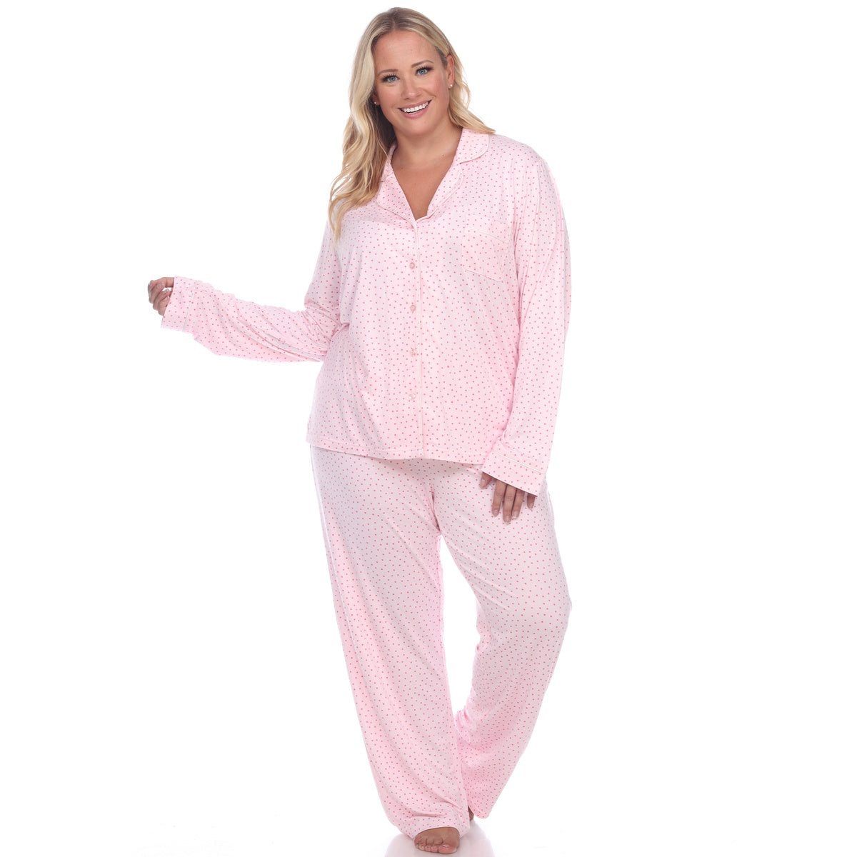  White Mark Plus Size Long Sleeve Pajama Set - 1X - Bonton