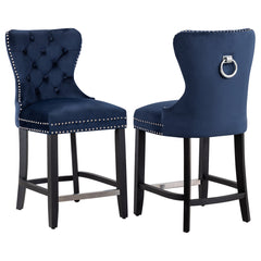 24" Tufted Velvet Counter Stool, Set of 2