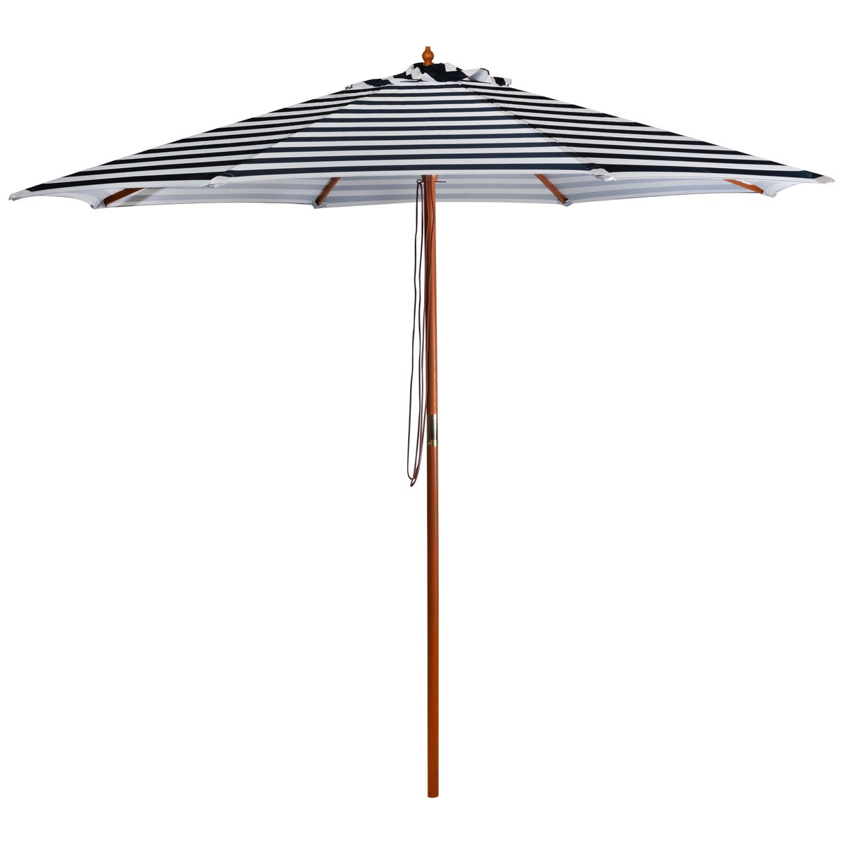  Northlight Striped Outdoor Patio Market Umbrella With Wooden Pole - 8.5' - Blue and White - Default Title - Bonton