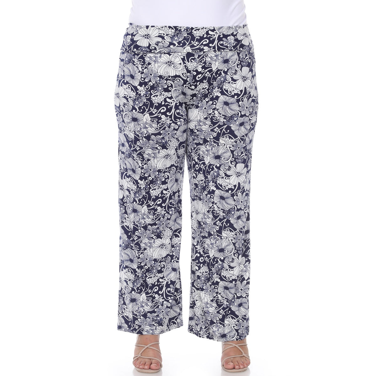  White Mark Plus Size Floral Paisley Palazzo Pants - 1x - Bonton