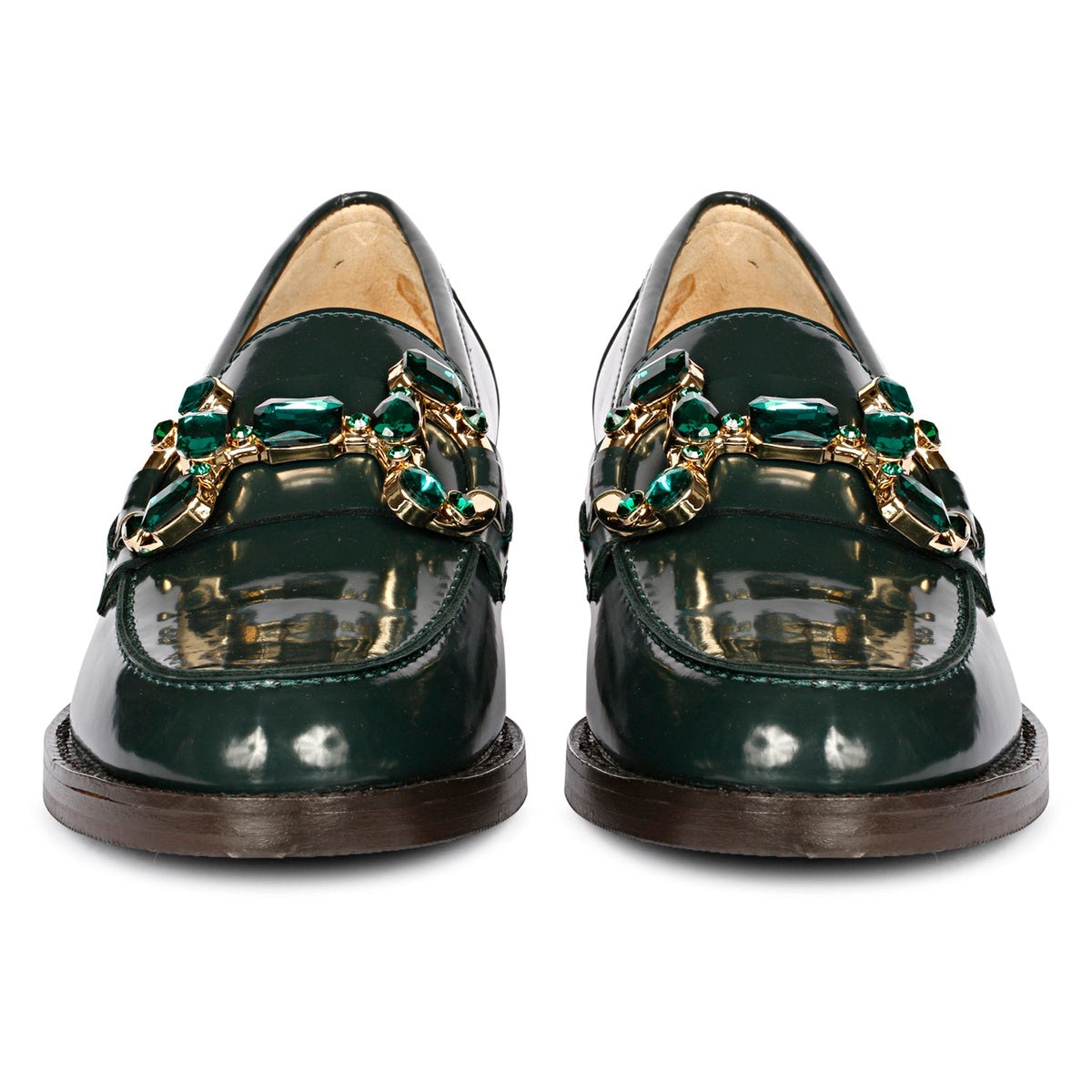  Saint G Livia Green Abrasivato Leather Loafer - GREEN - Bonton