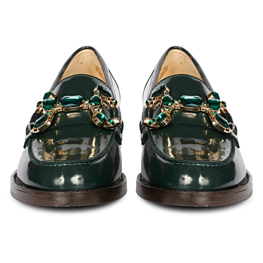 Livia Green Abrasivato Leather Loafer